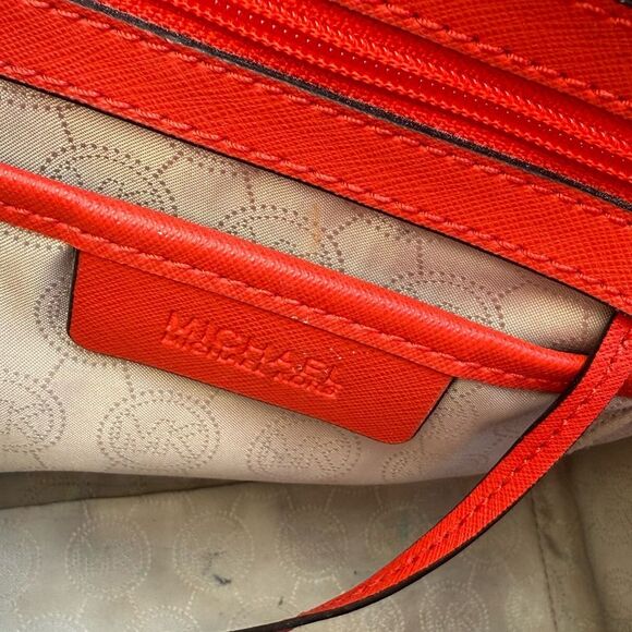 Michael Kors Red Medium Saffiano Leather Convertible Satchel Shoulder purse - Picture 12 of 16